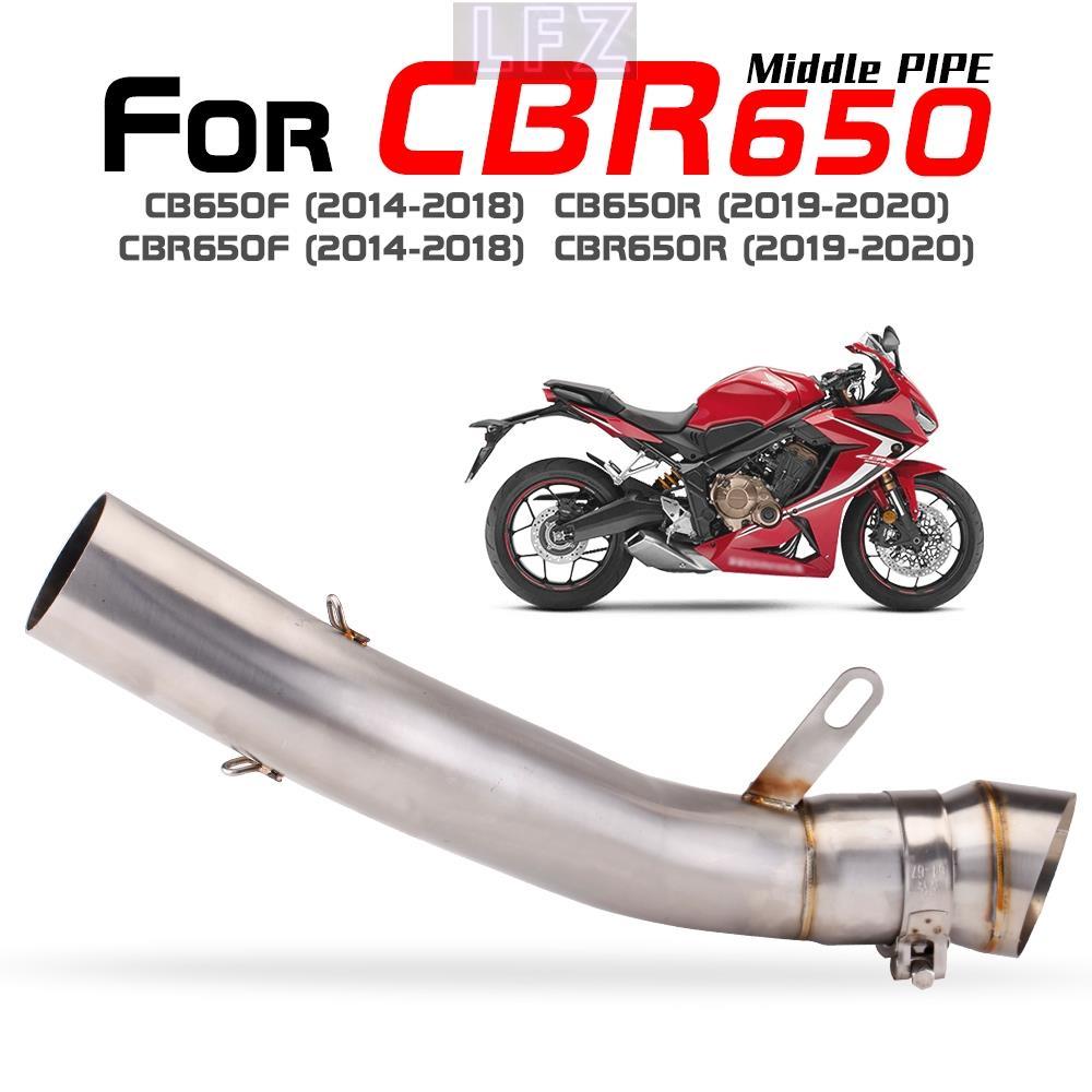 Slip-on ท่อกลางสําหรับ CB650F CB650R CBR650F CBR650R รถจักรยานยนต์ท่อไอเสียท่อกลางการปรับเปลี่ยน