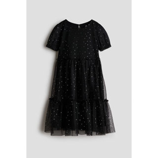H&M(เอชแอนด์เอ็ม) เดรสผ้าตูลายฟอยล์ Girls Foil-print tulle d…