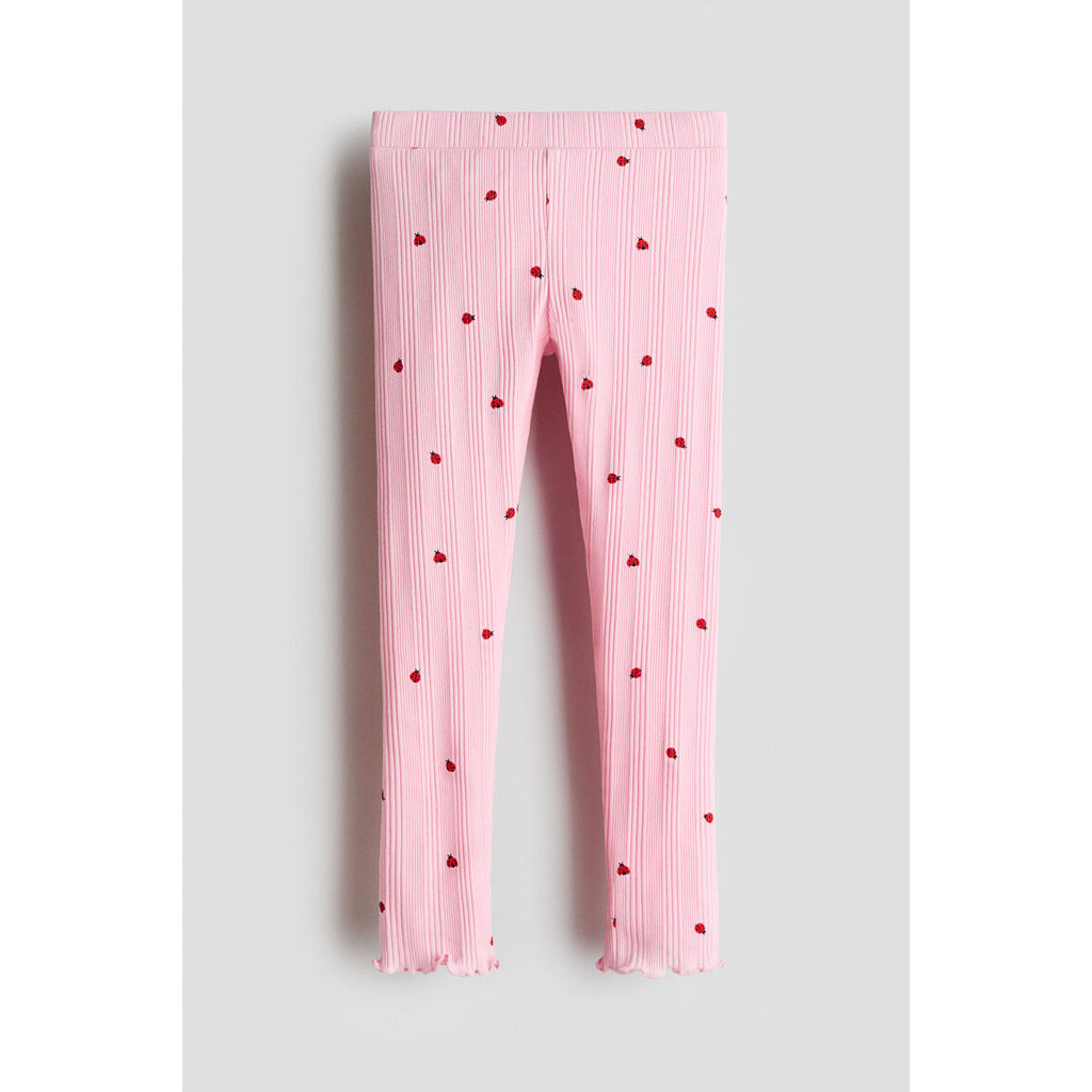 H&M(เอชแอนด์เอ็ม) กางเกงเลกกิ้งผ้าฝ้ายคอทตอนแบบมีริบ 3 ชิ้น Girls 3-pack ribbed cotton leggings 1297241_3