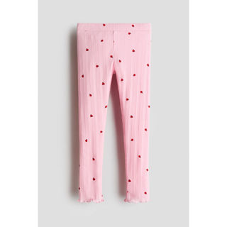 H&M(เอชแอนด์เอ็ม) กางเกงเลกกิ้งคอตตอนแบบมีริบ Girls Ribbed c…