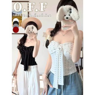 OFF SHOP 🥻ใหม่ 2026 เสื้อเกาะอก เสริมฟองน้ำ ลายจุดลายอุ้งเท้…