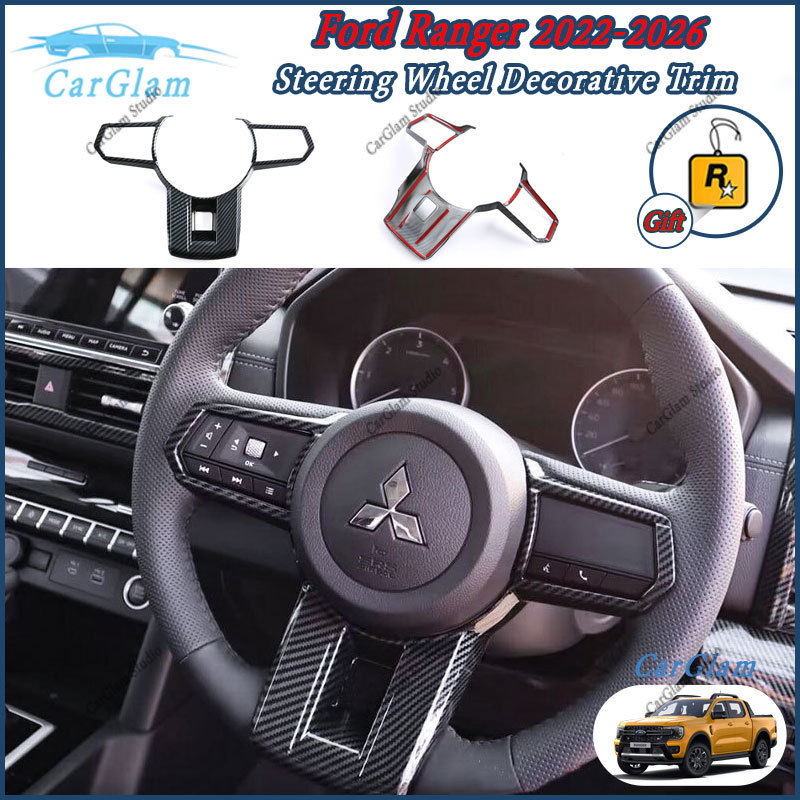 Mitsubishi Triton 2024-2025คาร์บอนไฟเบอร์พวงมาลัยตกแต่งTrim GLX GL AT Premium AT GL MT GL รถตกแต่งภา