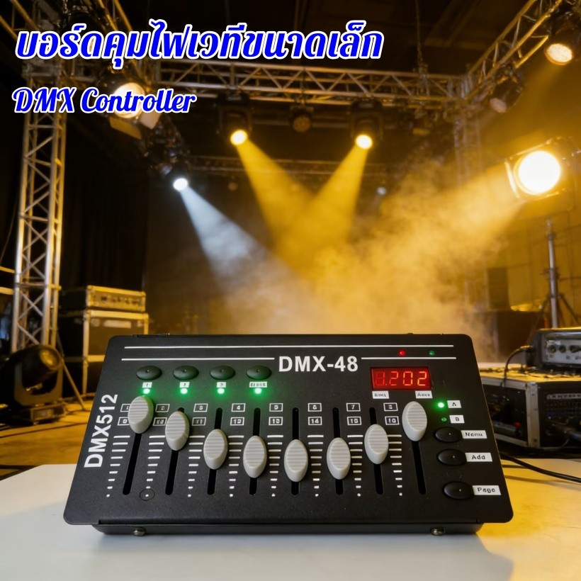 บอร์ดคุมไฟเวทีขนาดเล็ก 48 ช่อง Mini DMX512 Controller แผงควบคุม คุมไฟเวที ไฟบีม ไฟเลเซอร์ ส่งในไทย