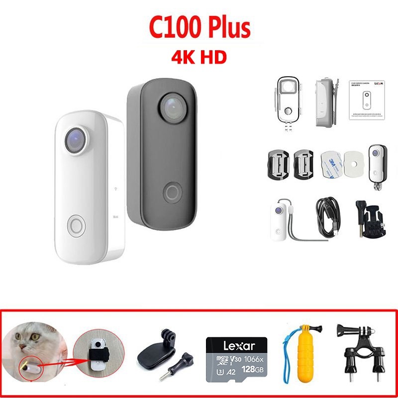 SJCAM C100+ 4K กล้องแอคชั่น ขนาดเล็ก C100 plus กันน้ํา สําหรับรถจักรยานยนต์ vlog