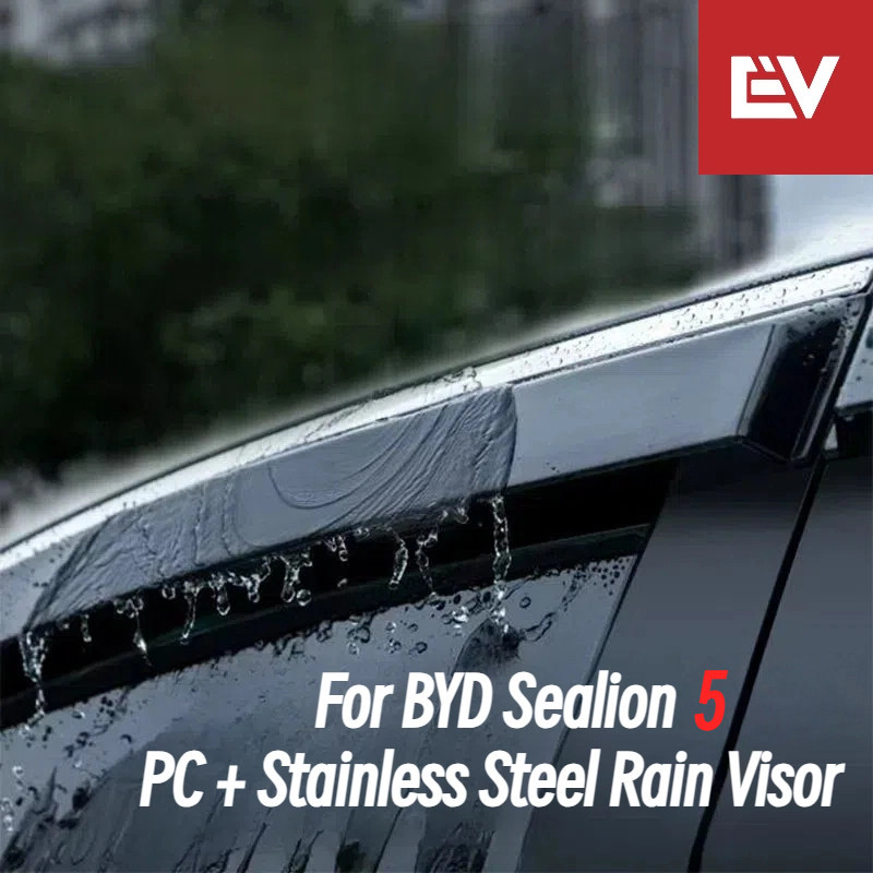 สําหรับ BYD Sealion 5 DM-i Rain Visor PC + เนื้อสแตนเลส ความโปร่งใสสูง