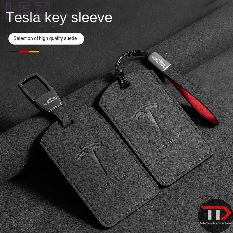 [สต๊อกพร้อม]ใช้ได้กับอุปกรณ์เสริม Tesla Tesla Modey Card Holder Suede Key Case ปลอกกุญแจรถ C