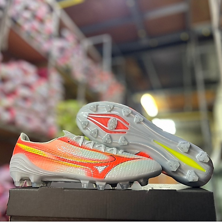 รองเท้า สตั๊ด ฟุตบอล มิซูโน่ อัลฟ่า Mizuno Alpha รุ่นท็อป แถม ถุงผ้า ดันทรง กล่อง ถ่ายจากสินค้าจริง