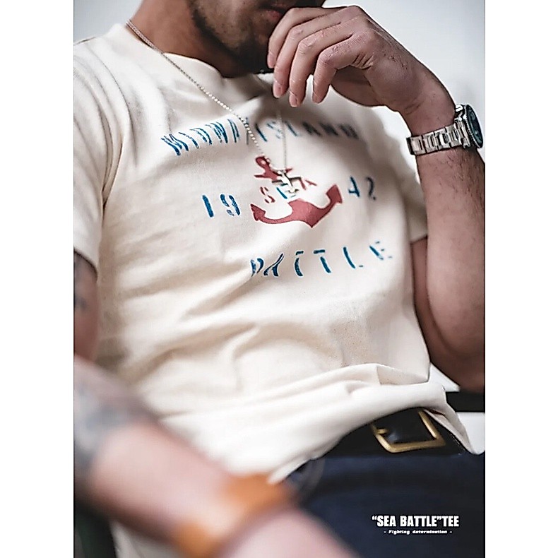 Retro เครื่องมือสไตล์ผู้ชายเยาวชน 2025 ฤดูร้อนใหม่ญี่ปุ่น anchor พิมพ์ผ้าฝ้าย preppy แขนสั้น TEE ไหล่ด้านหน้าครึ่งแขนชายตัวอักษรรอบคอเสื้อยืด — صورة 5
