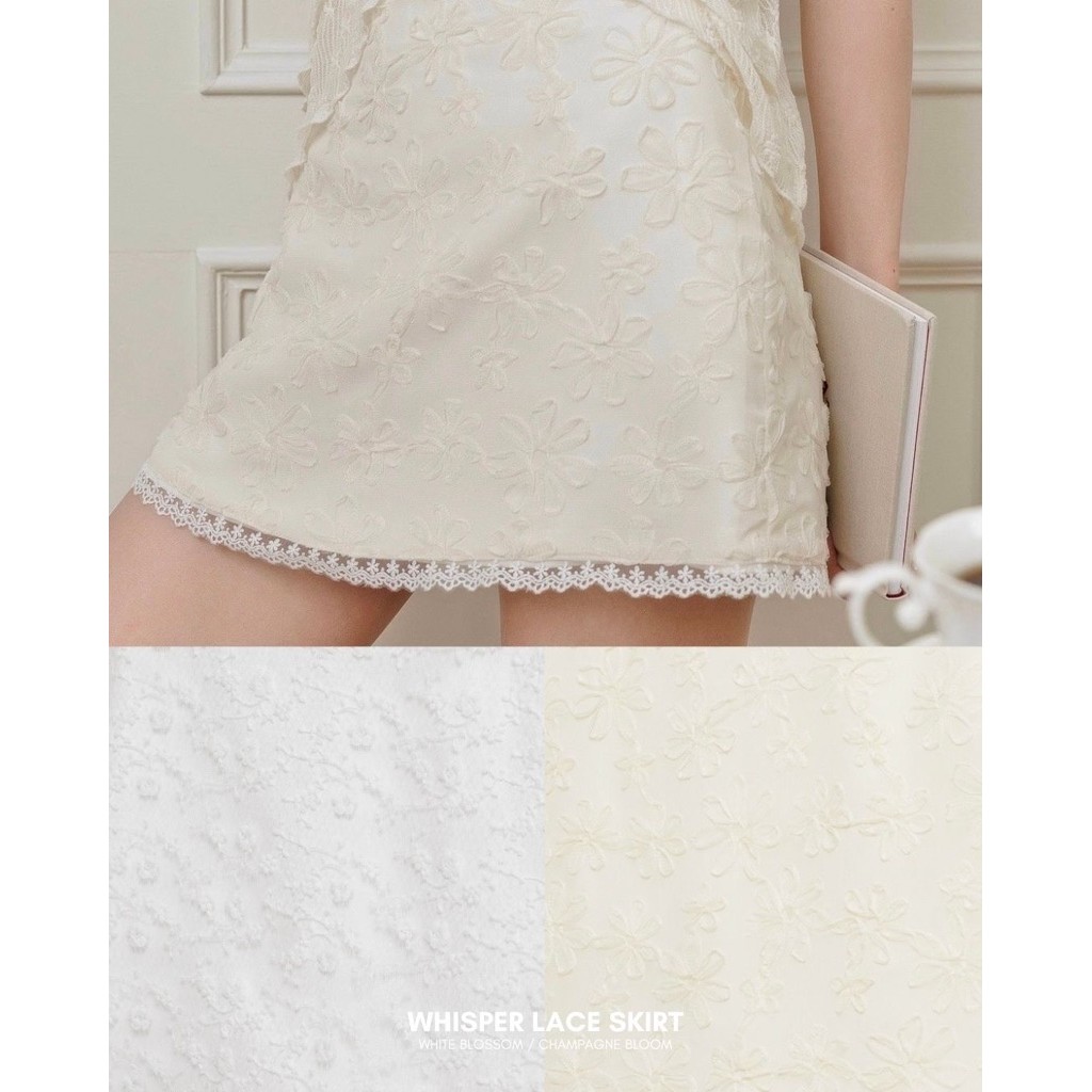 COZME BKK Whisper lace skirt กระโปรงลูกไม้ พร้อมส่ง 2 สี