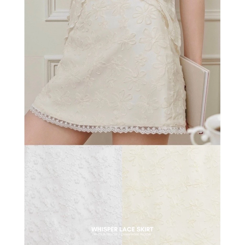 COZME BKK Whisper lace skirt กระโปรงลูกไม้ พร้อมส่ง 2 สี