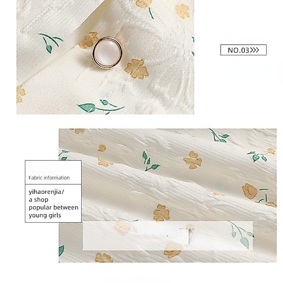 (ส่งจากไทย)เสื้อเชิ้ตแขนพองลายดอกแขนสั้นผู้หญิง รูปที่ 3