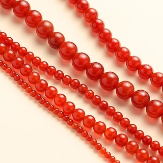 St. kunkka ลูกปัดหินอาเกตธรรมชาติ เกรด AAA 4-12 มม. สีแดง สําหรับทําเครื่องประดับ DIY