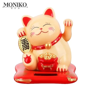 MONIKO แมวกวัก แมวกวักนำโชค แมวญี่ปุ่น พลังงานแสงอาทิตย์ แมวนำโชค น่ารัก แต่งบ้าน โต๊ะทำงาน หน้ารถ ของขวัญ เสริมฮวงจุ้ย ของขวัญ