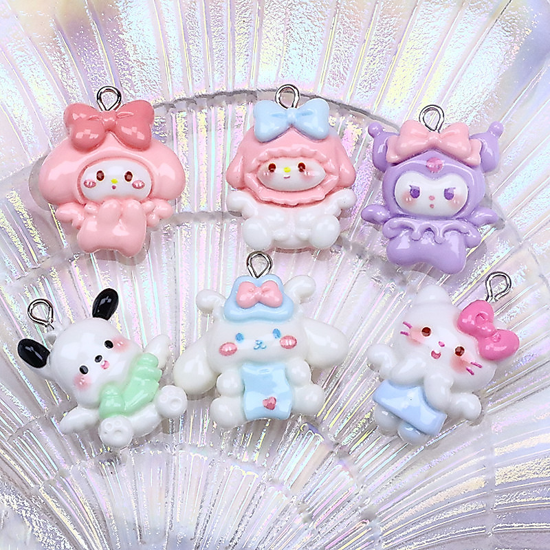 เครื่องประดับ ต่างหูเรซิ่น แฮนด์เมด ลายการ์ตูนปีกนางฟ้าน่ารัก diy