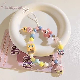 ตลก การ์ตูนน่ารัก สพันจ์บ็อบ แหวนโทรศัพท์ สายคล้องโทรศัพท์ Airpods สายคล้องกุญแจ เครื่องประดับ ป้องกันการสูญหาย ป้องกันการตก อุปกรณ์เสริมโทรศัพท์