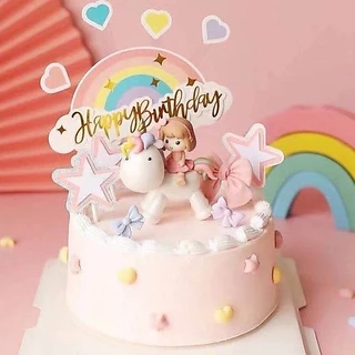 🦄 พร้อมส่ง จากไทย 🌈 ป้ายปักเค้ก ป้ายอุปกรณ์ตกแต่งหน้าเค้ก ยูนิคอร์น สายรุ้ง ดาว พระจันทร์ C49 DD26 C40