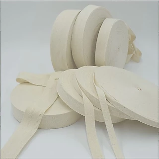 เทปก้างปลาสีดิบธรรมชาติ เทปฝ้าย ริบบิ้นฝ้าย 100%แบบยกม้วน 50หลา