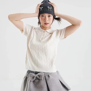 (พร้อมส่ง)Bemingtop765(S-L) - Beming Basic Polo ดีเทลใกล้เคียงกับ Luna ต่างเรื่องแพทเทิร์นใหญ่กว่า ใส่สบาย