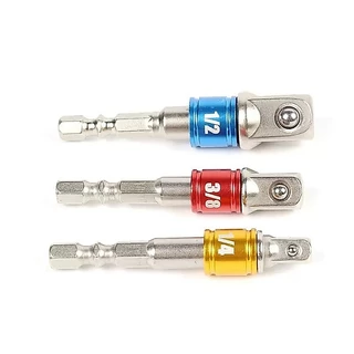 หัวต่อสว่าน สว่านต่อบล็อก จำนวน 3ตัว มี3 สี (1/2”, 3/8”, 1/4”) ชุดข้อต่อ ข้อต่อสว่าน ข้อต่อลูกบล็อก