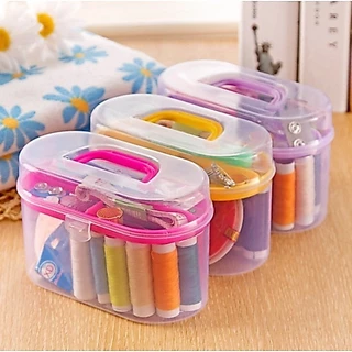 อุปกรณ์เย็บผ้า กล่องHANDSTITCH ชุดอุปกรณ์เย็บปักถักร้อย ด้าย เข็ม กระดุม ขนาดพกพา คละสี