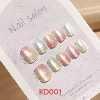 เข้ามาแบบใหม่ พร้อมส่งไทย KD ทุกแบบสั้นกุด เล็บปลอม เล็บปลอมสั้นกุด สไตล์โมเดิรน สีลูกแก้วแคทอายใช้งานง่าย 10 ชิ้น/เซ็ตเ