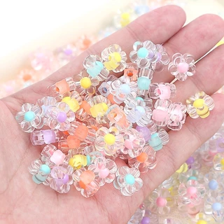 50ชิ้น Multicolor อะคริลิคลูกปัด Sunflowers Spacer สําหรับสร้อยคอมือสร้อยข้อมือและเครื่องประดับ DIY Handmade อุปกรณ์เสริม