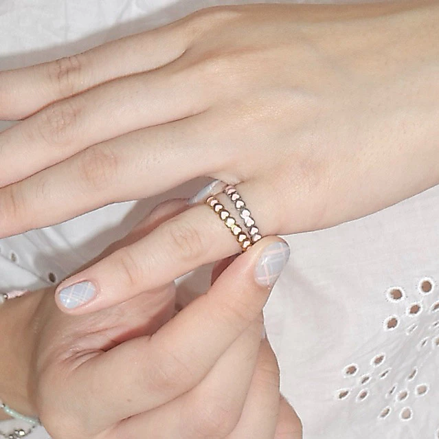 nice try studio - Forever Yours Ring แหวนลายหัวใจรอบนิ้วสีชมพู กันน้ำ กันเหงื่อ ไม่ลอก ไม่ดำ