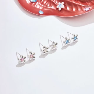 earika.earrings - jewel jasmine stud ต่างหูดอกไม้สีสัน ก้านเงินแท้ชุบทองคำขาว เหมาะสำหรับคนแพ้ง่าย