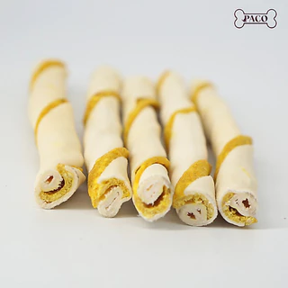 PACO ขนมขัดฟันสุนัข หนังวัวบิดพันมันชี่ 6นิ้ว ทำจากหนังวัว ขนมหมา แทะเล่น ขนมสุนัข ขนมขัดฟันหมา ขนมหมาเคี้ยวเล่น
