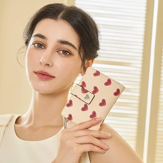 SeaGloca Heart Beat Series Multi-Function Love Heart Print Bifold Coin Purse Wallet for Women No 28