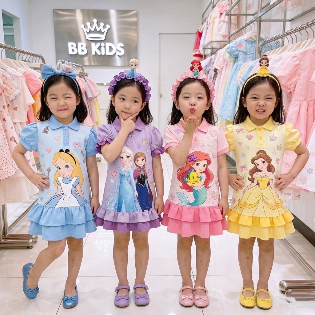 ชุดเดรสBB.Kids คอปกเจ้าหญิง(100-140)ภาพจริงภาพหลังค่ะ