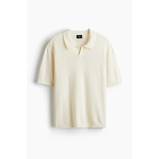H&M(เอชแอนด์เอ็ม) เสื้อโปโลถักผ้าพื้นผิวทรงหลวม ผู้ชาย 1303731_1