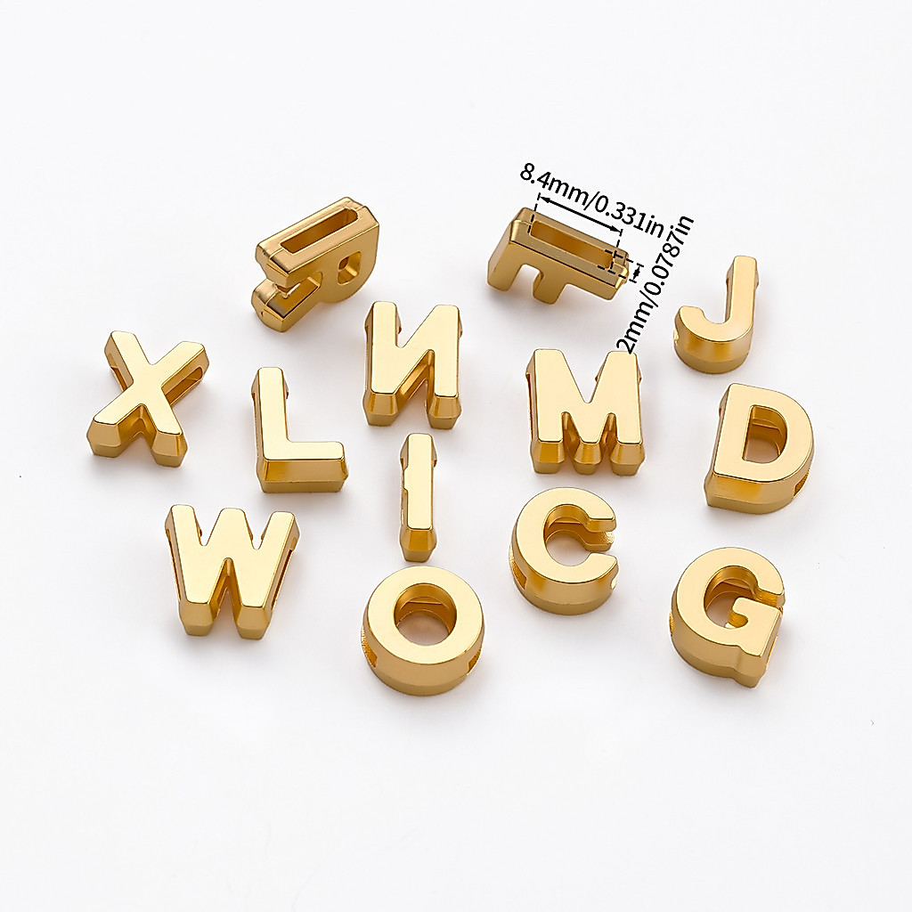 St.kunkka 10-20g ลูกปัดตัวอักษร ABS สีทอง/เงิน รูแบน อะไหล่ตัวอักษร A-Z สำหรับทำสร้อยข้อมือชื่อ DIY งานฝีมือ — صورة 4