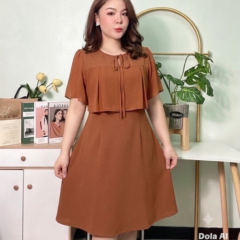 ชุดเดรสผ้ายืด อก 42 แต่งผ้าขีฟอง