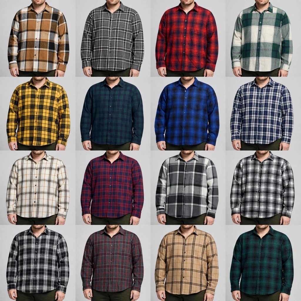 เสื้อเชิ้ตแขนยาวลายสก็อต ไซส์ใหญ่ อก 48-52 ผ้าคอตตอนBrush (คอตตอนขน) ใส่สบาย เสื้อเชิ้ตลายสก็อตแขนยาวผู้หญิงผู้ชายใส่ได้