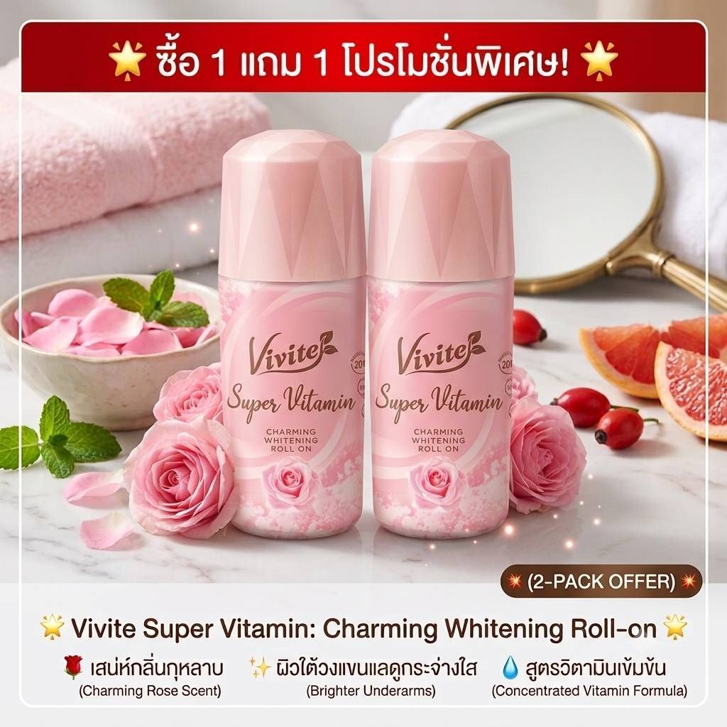 วีไวต์ โรลออน ซุปเปอร์ วิตามิน ชาร์มมิ่ง ออร่า ไวท์เทนนิ่ง 20 ml.