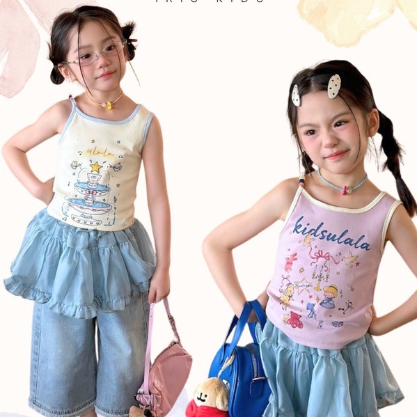 「สินค้าลิขสิทธิ์แท้」IRIS KIDS 26ss IKS260508 Sweet Fairy Tank เสื้อผ้าเด็ก เสื้อกล้ามเด็กผู้หญิง ลายการ์ตูนน่ารักผ้านุ่ม