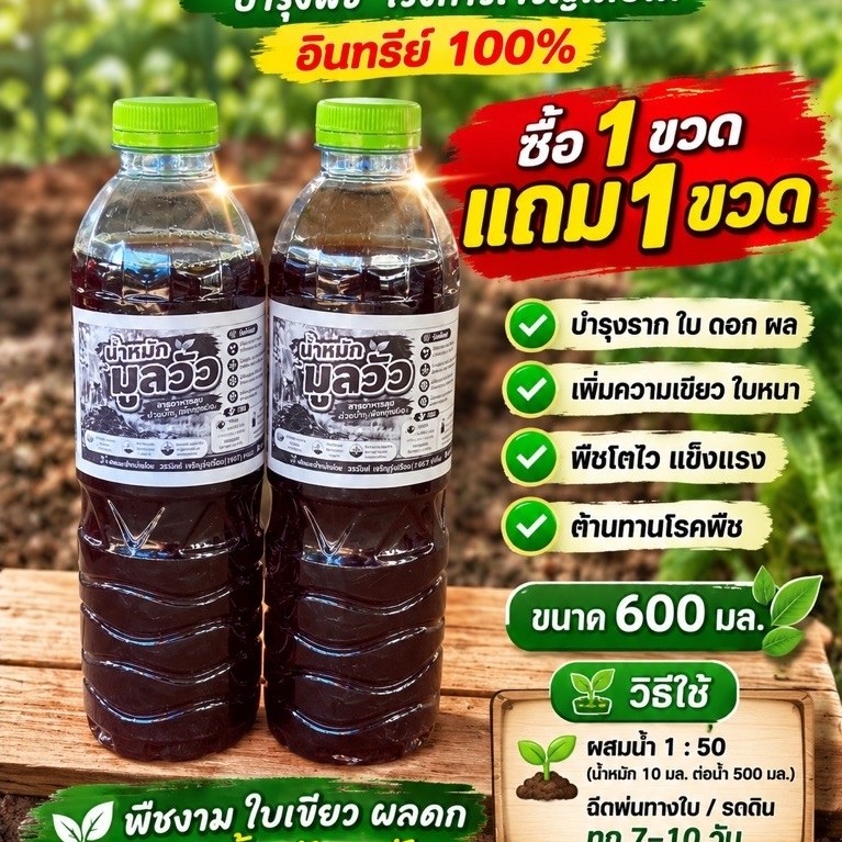 1แถม1 **น้ำหมักมูลวัวเป็นปุ๋ยอินทรีย์น้ำชั้นดี อุดมไปด้วยธาตุอาหาร