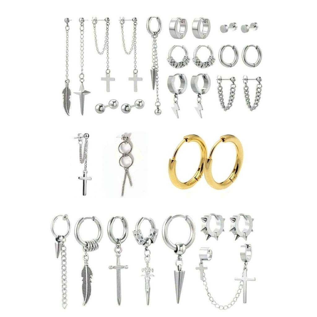 ต่างหู kpop  โลหะผสม จี้ห้อย  (1 pc)  สแตนเลส สแตนเลสชุบทอง พร้อมส่งจากไทย