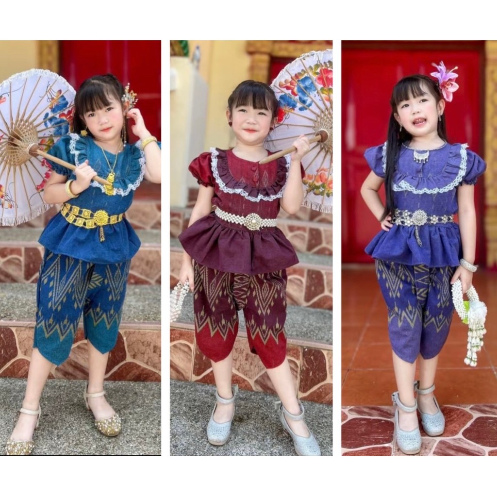 ชุดไทยเด็กผู้หญิง   1-5ปี สุดน่ารัก มีหลายสีให้เลือก  พร้อมส่ง