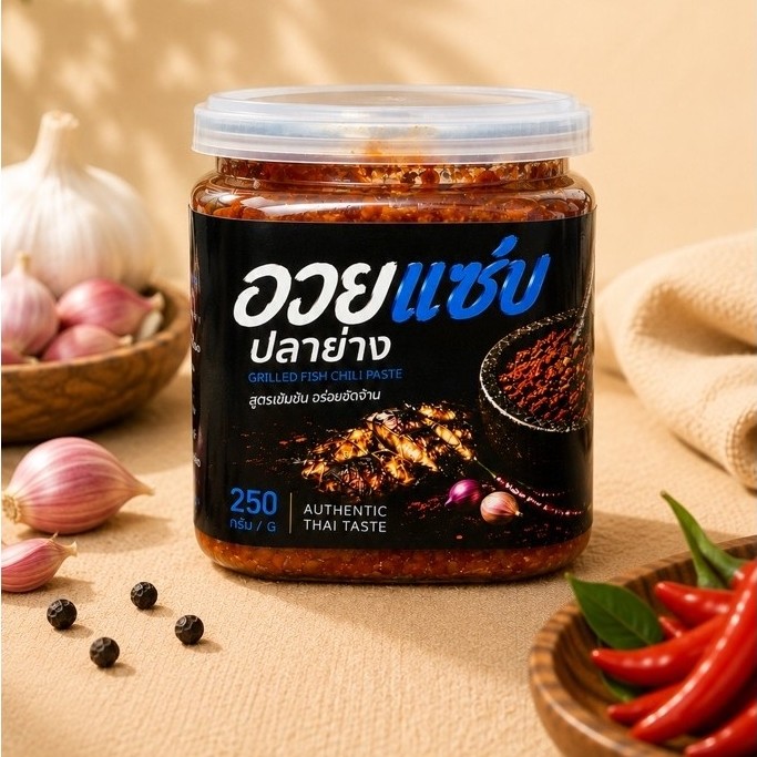 อวยแซ่บ น้ำพริกปลาย่าง อร่อย หอมปลาย่าง พร้อมทาน 250 กรัม