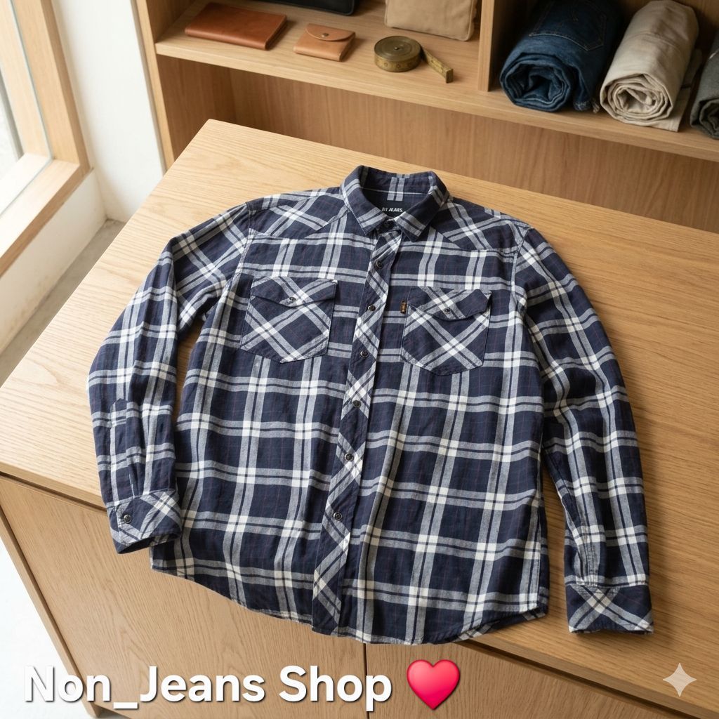 เสื้อเชิ้ตแขนยาวลายสก็อต แบรนด์ BJ Jeans SIZE.L