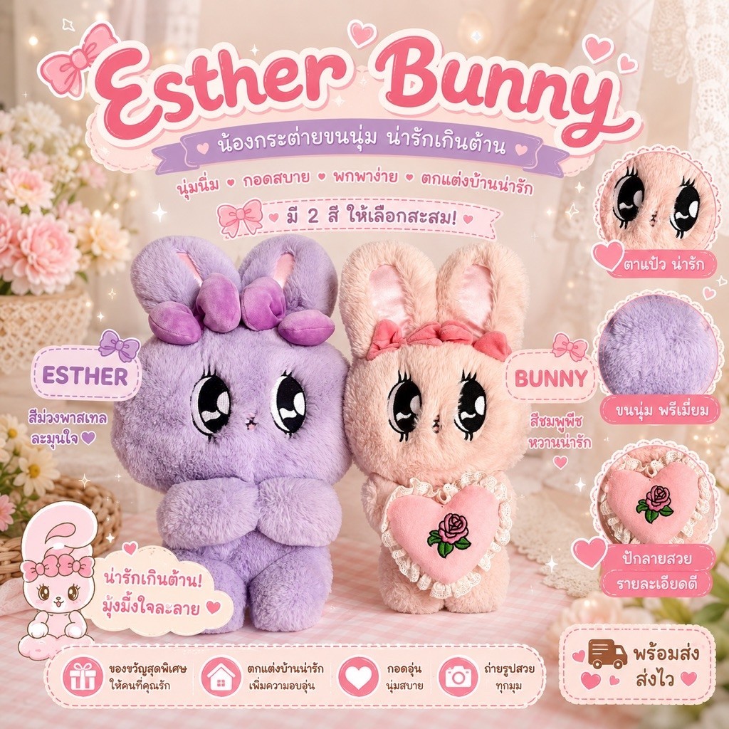 ส่งต่อตุ๊กตา esther bunny คู่ 🩷💜