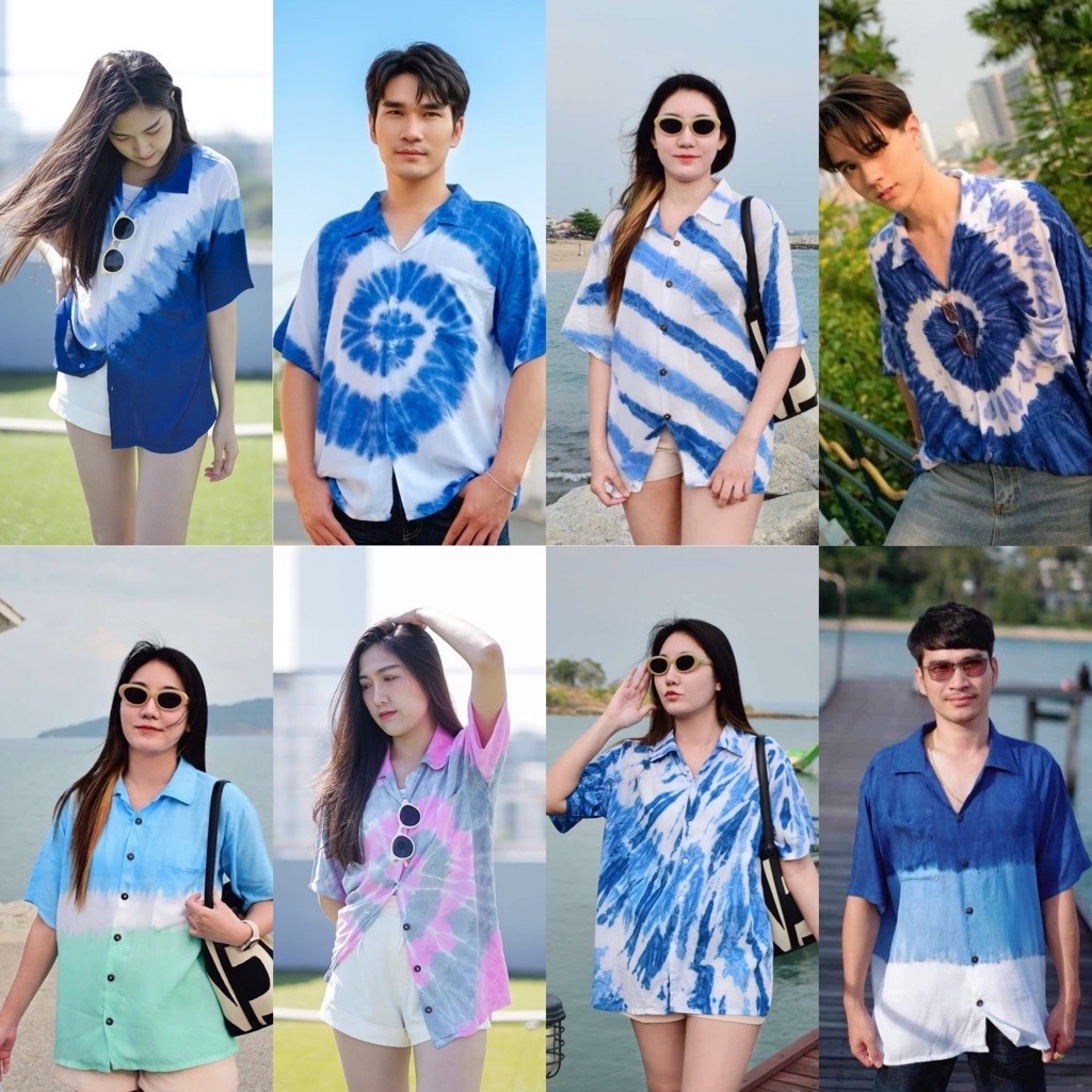 เสื้อฮาวายมัดย้อม ชุดไปทะเล เสื้อมัดย้อม ชุดมัดย้อม