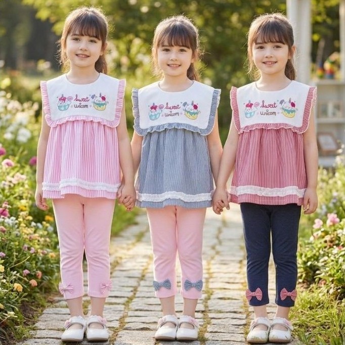 #68 NEW💕ชุดเด็กผู้หญิงน่ารักงานแบรนด์ พร้อมส่ง💕size 12-18-24 m...3-4-5 y