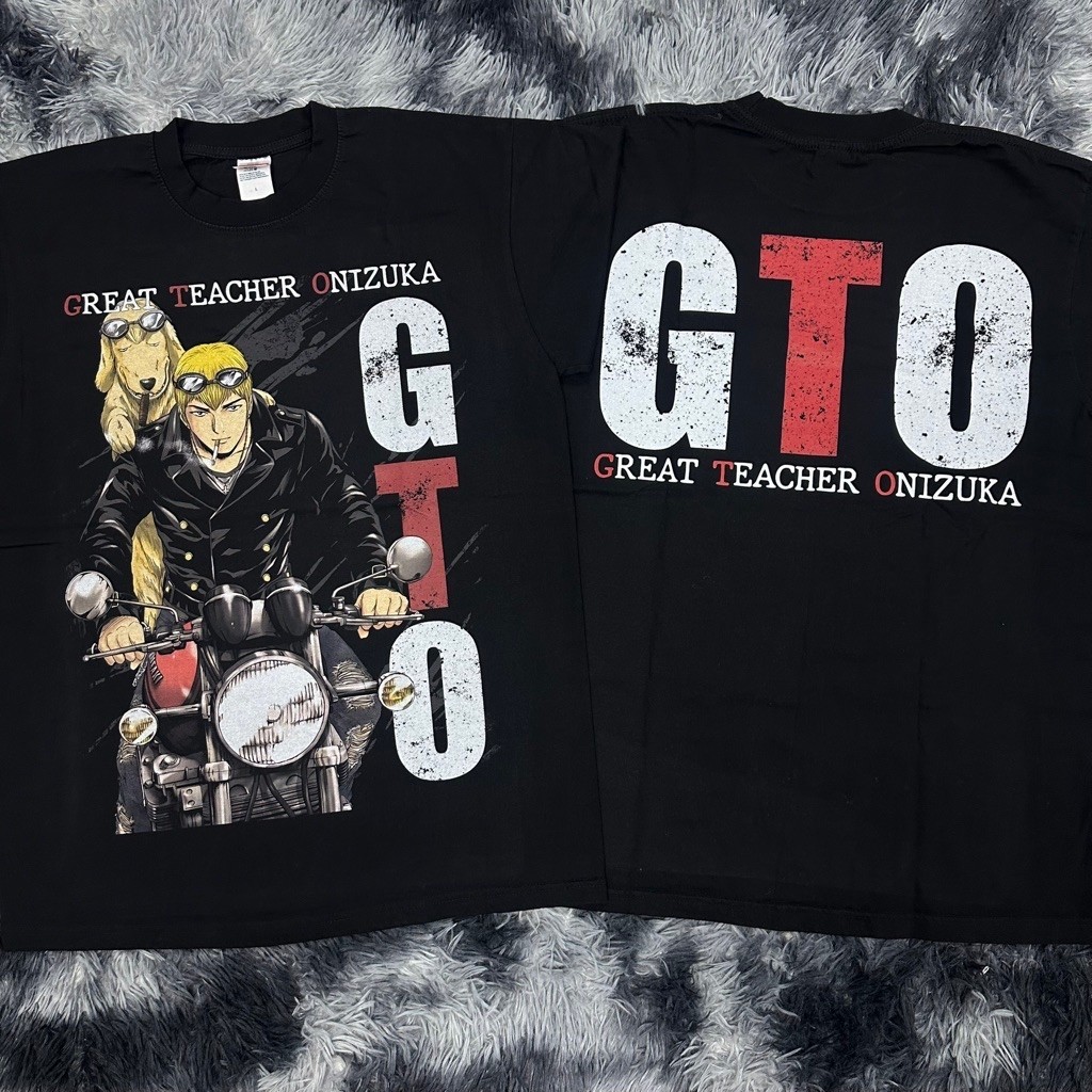 เสื้อยืด GTO สกรีนจมDTG (ผ้าดำคอตตอนCombป้ายUnited Athle)