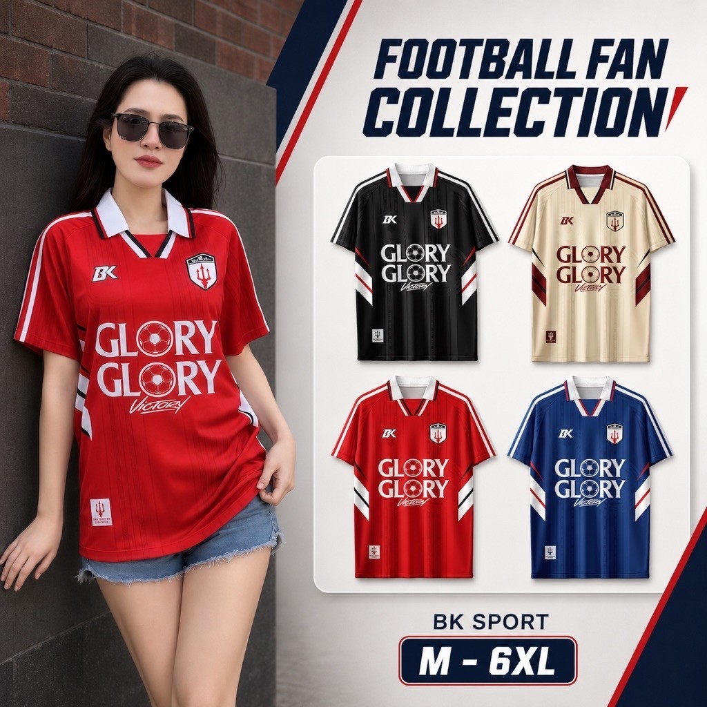 GL-VICTORY เสื้อบอลแฟชั่นสไตล์ ดีไซน์สำหรับแฟนฟุตบอล ขนาดM-6Xl ผู้ชายและผู้หญิงใส่ได้ (GL290869)