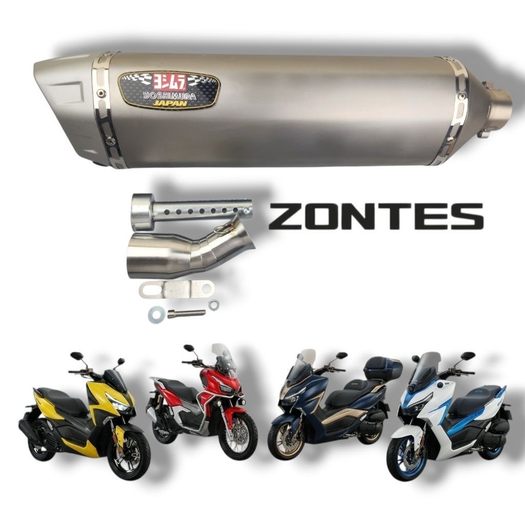 ชุดปลายท่อแต่ง 21 นิ้ว + สลิปออนตรงรุ่น Zontes 368 Series (368D, 368G, 368E, 368K) เสียงทุุ่มหล่อ อุ