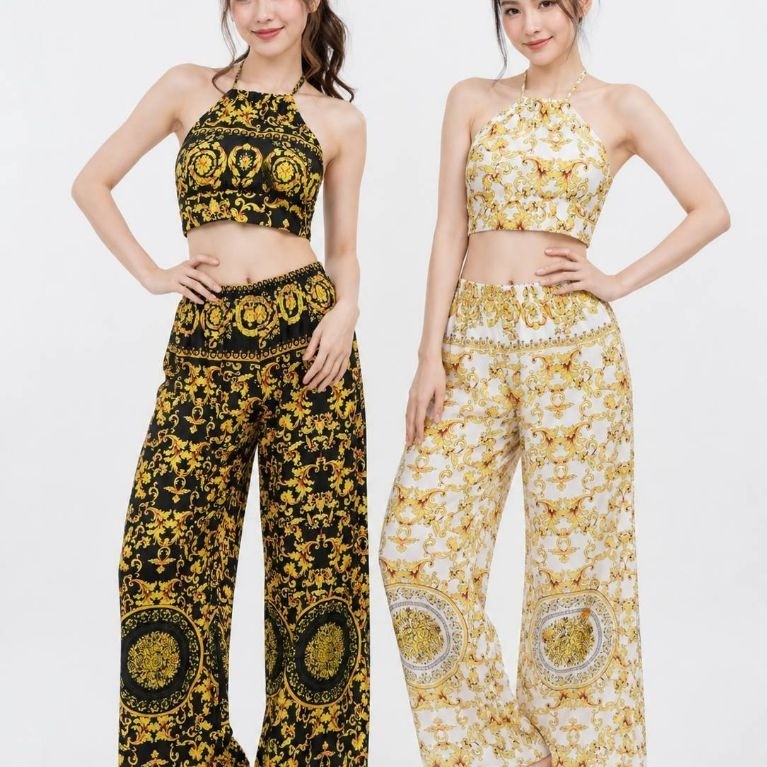 ชุดเซ็ท2ชิ้นกางเกง ชุดเซ็ทลายversace ลายมะพร้าว สินค้าพร้อมส่ง