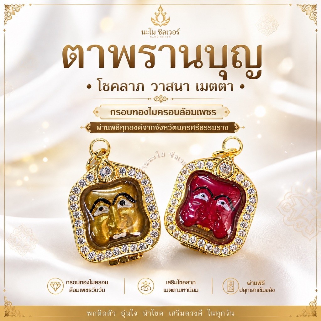 จี้ตาพรานบุญ กรออบล้อมเพชร รีวิวด้านโชคลาภ มากที่สุด • รุ่นเศรษฐีพันล้าน •ผ่านพิธีทุกองค์ค่ะ ณ วัดโคกธาตุ นครศรีฯ ค่ะ •